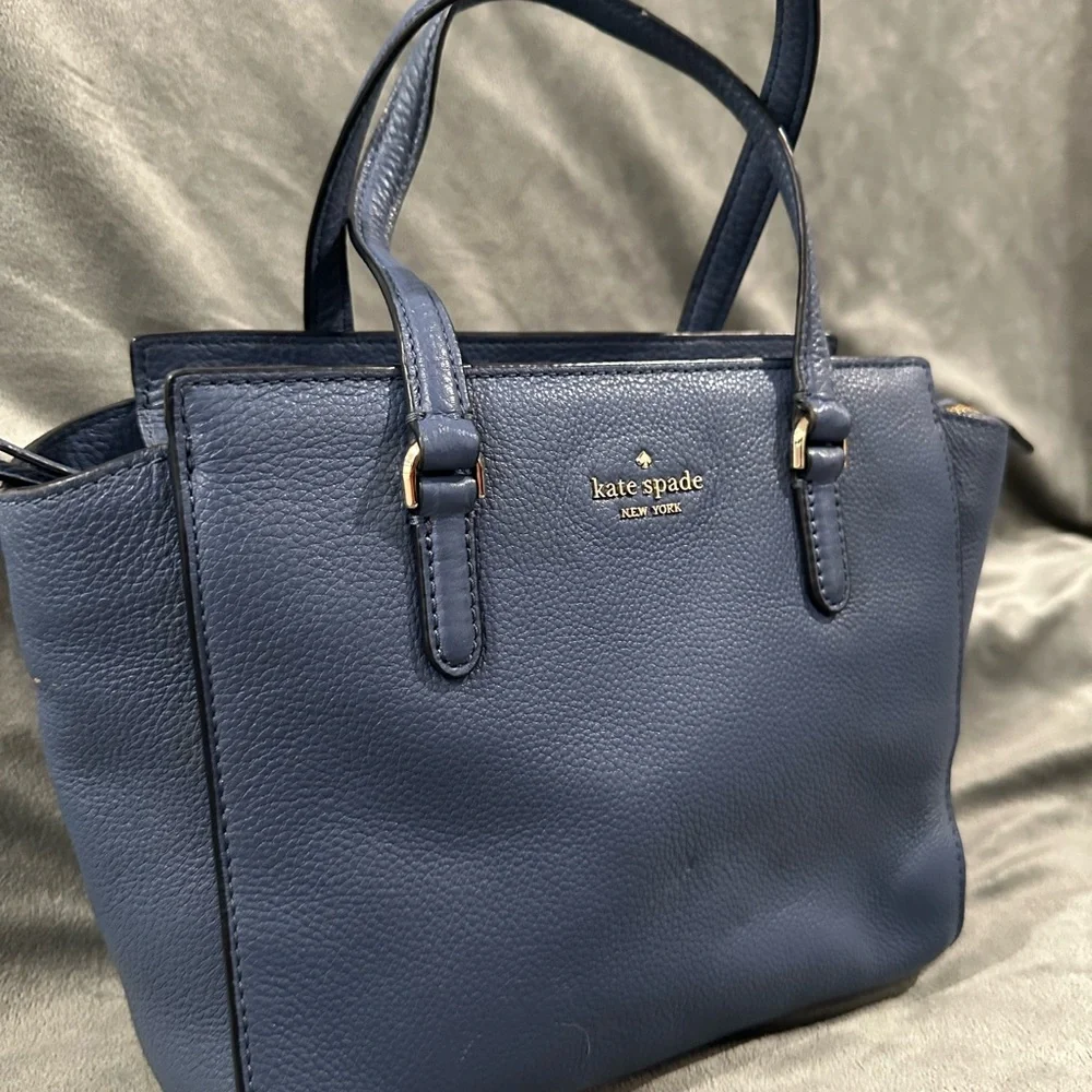 Kate Spade Blue Leather Handbag - Small Square Spacious - Picture 3 of 9